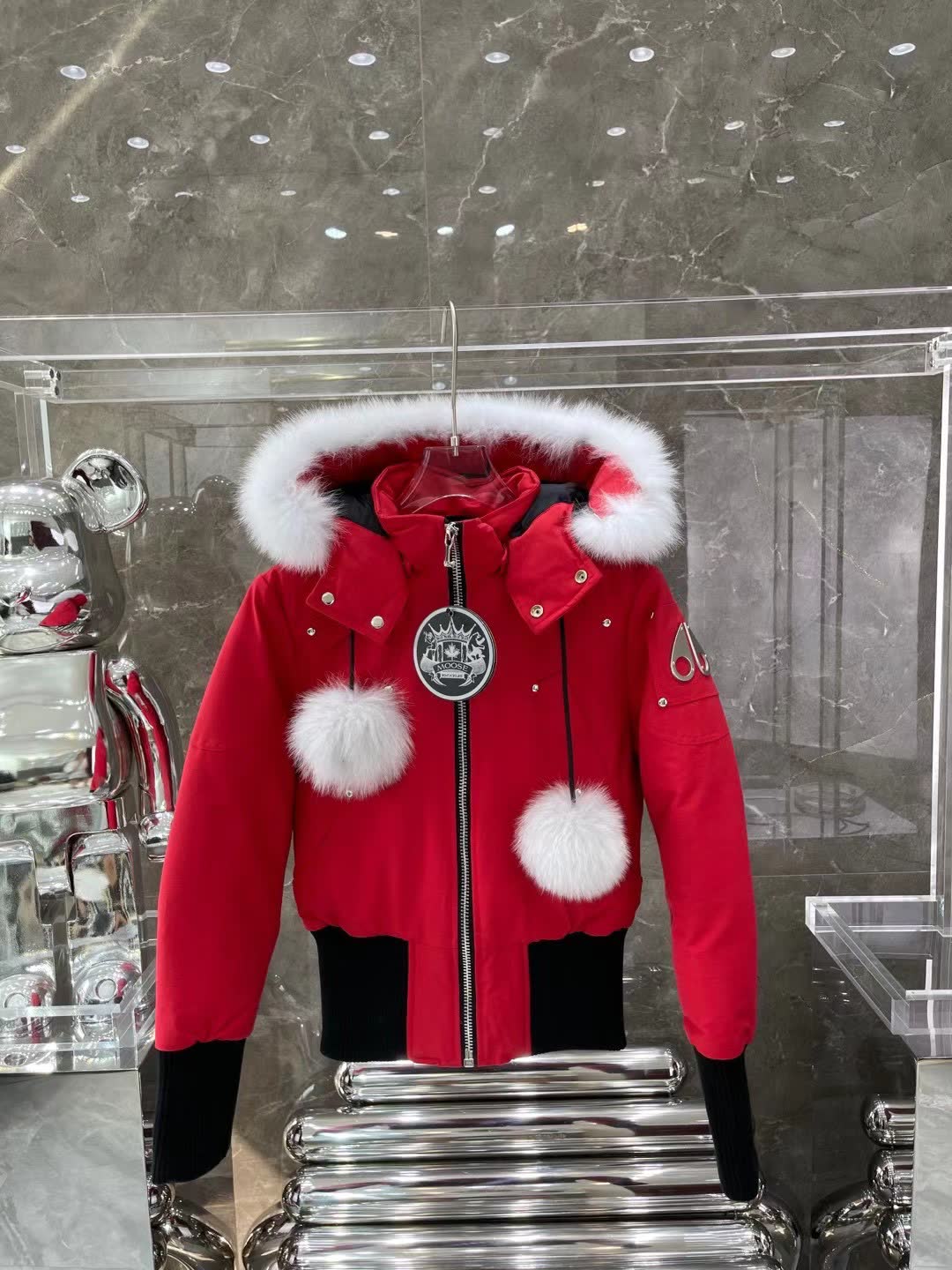 Moose Knuckles Hooded Down Bomber Jacket